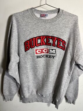Ohio State Buckeyes CCM Pullover Sweatshirt Heather Gray Sz L Vintage